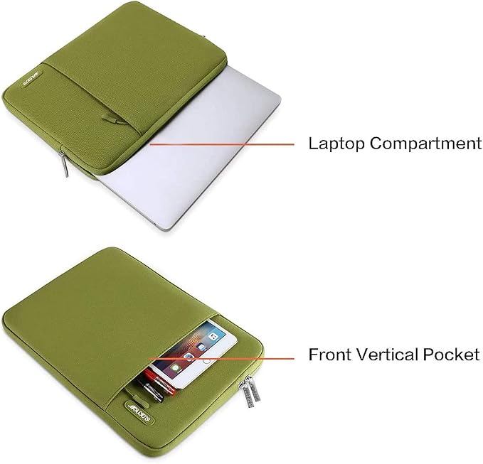 MOSISO Laptop Case 13 inch, 13 inch Laptop Sleeve Compatible with MacBook Air M4 M3 M2 M1 2025-2018 / Pro M2 M1 2025-2016, Polyester Vertical Computer Sleeve Bag with Pocket, Chartreuse