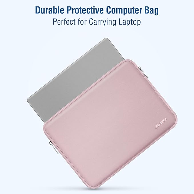 MOSISO Laptop Case 13.3 inch, 13-13.3 inch Laptop Sleeve Bag Compatible with MacBook Air/Pro 13 / Pro 14, HP Dell ASUS Lenovo Notebook, Neoprene Computer Sleeve Bag with Small Case, Baby Pink