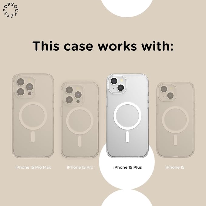 PopSockets iPhone 15 Plus Phone Case with MagSafe- Starstruck | Magnetic, Wireless Charging, Camera & Drop Protection, Electronic Accessories, For iPad/Kindle/iPhone/Android