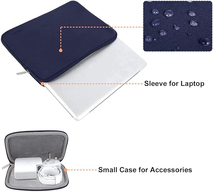 MOSISO Laptop Case 13.3 inch, 13-13.3 inch Laptop Sleeve Bag Compatible with MacBook Air/Pro 13 / Pro 14, HP Dell ASUS Lenovo Notebook, Neoprene Computer Sleeve Bag with Small Case, Navy Blue