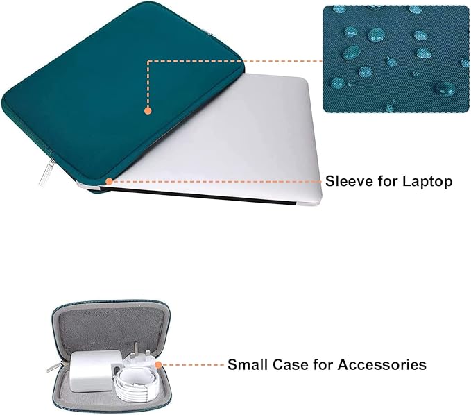 MOSISO Laptop Case 16 inch, 15-15.6 inch Laptop Sleeve Bag Compatible with MacBook Pro 16 inch, HP, Acer, Dell, Lenovo, ASUS Notebook, Neoprene Computer Sleeve Bag with Small Case, Deep Teal