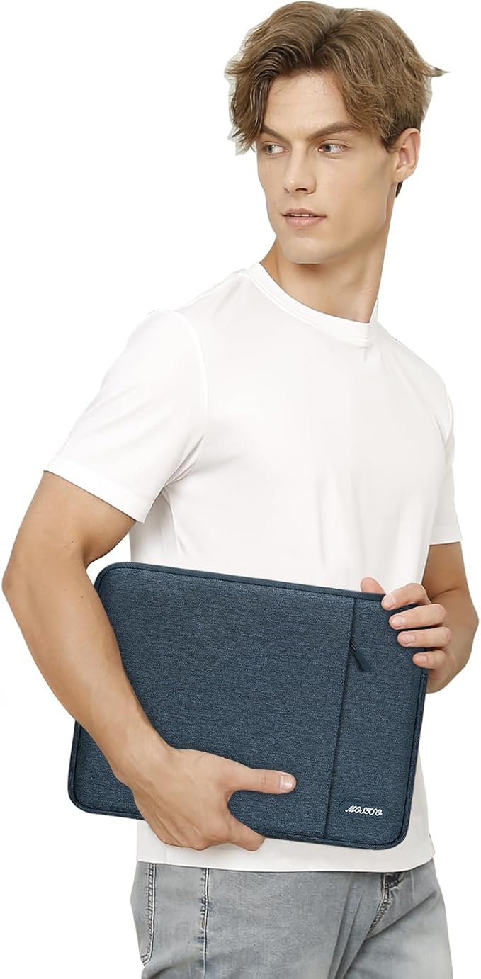 MOSISO Laptop Case 13 inch, 13 inch Laptop Sleeve Compatible with MacBook Air M4 M3 M2 M1 2025-2018 / Pro M2 M1 2025-2016, Polyester Vertical Computer Sleeve Bag with Pocket, Haze Blue