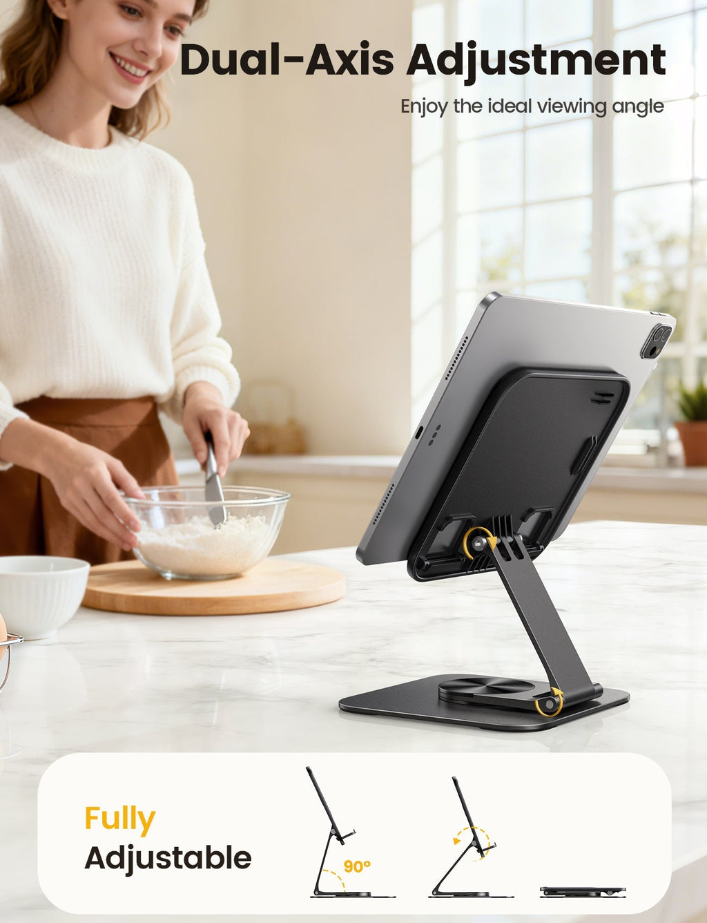 Lamicall Desktop Adjustable & Foldable 360°Rotation Tablet Stand Holder For 4.7-13" Devices